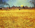 Tarde de verano Wheatfield con sol poniente Vincent van Gogh